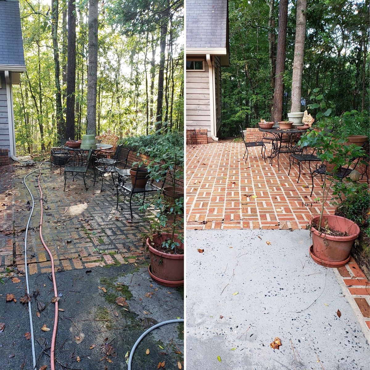 Stairway pressure washing before and after