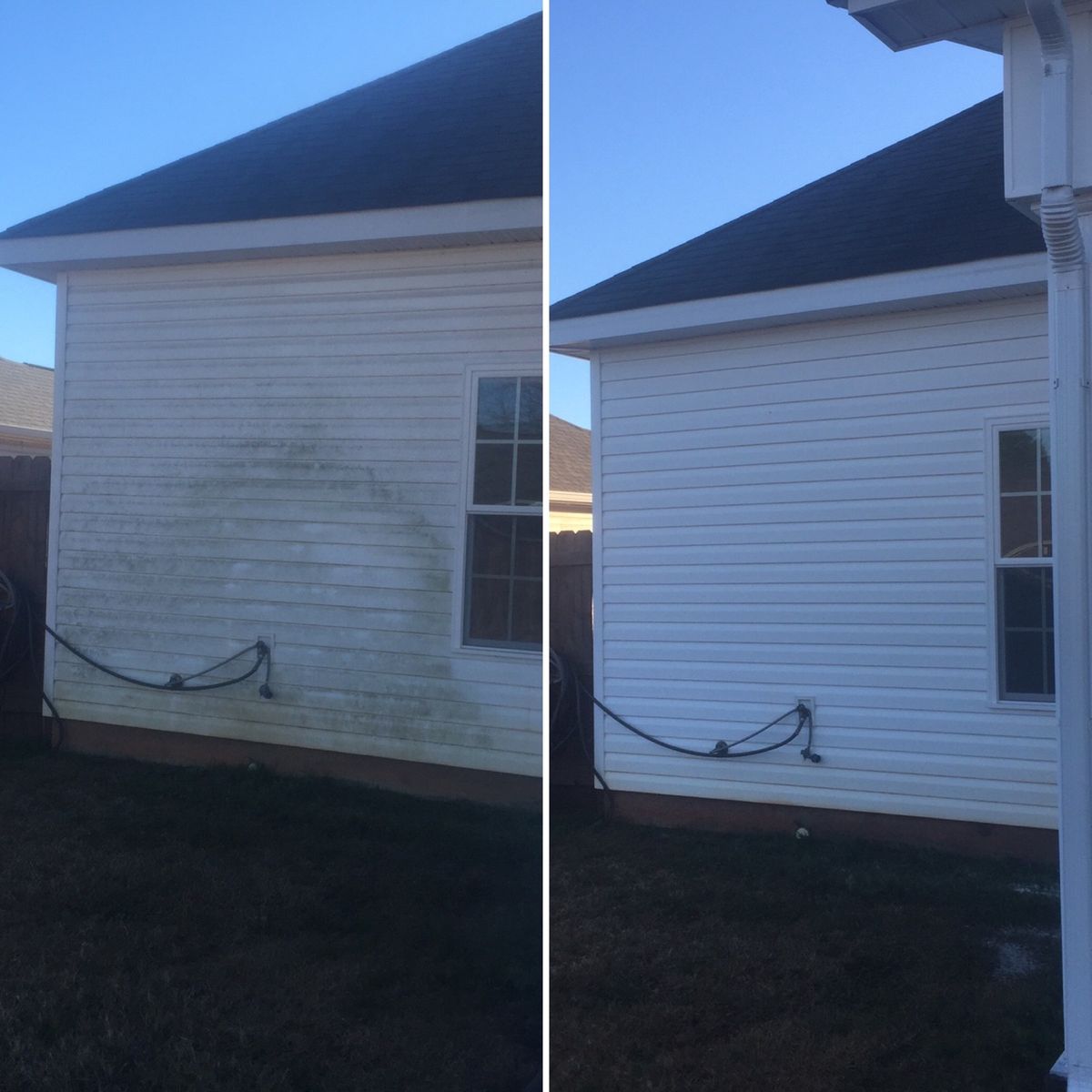 Siding cleaning before and after Macon GA